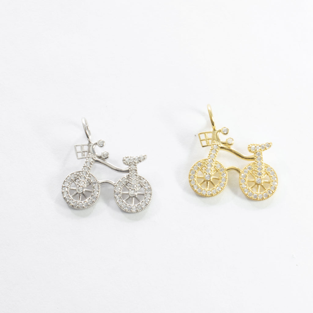 CZ Bicycle Charm - Gold or Silver