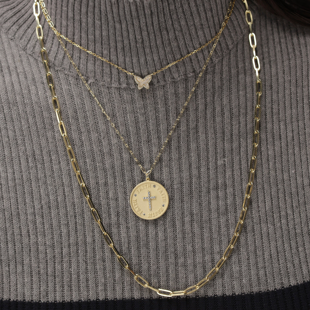 Small Mother of Pearl Butterfly Necklace - Gold or Silver