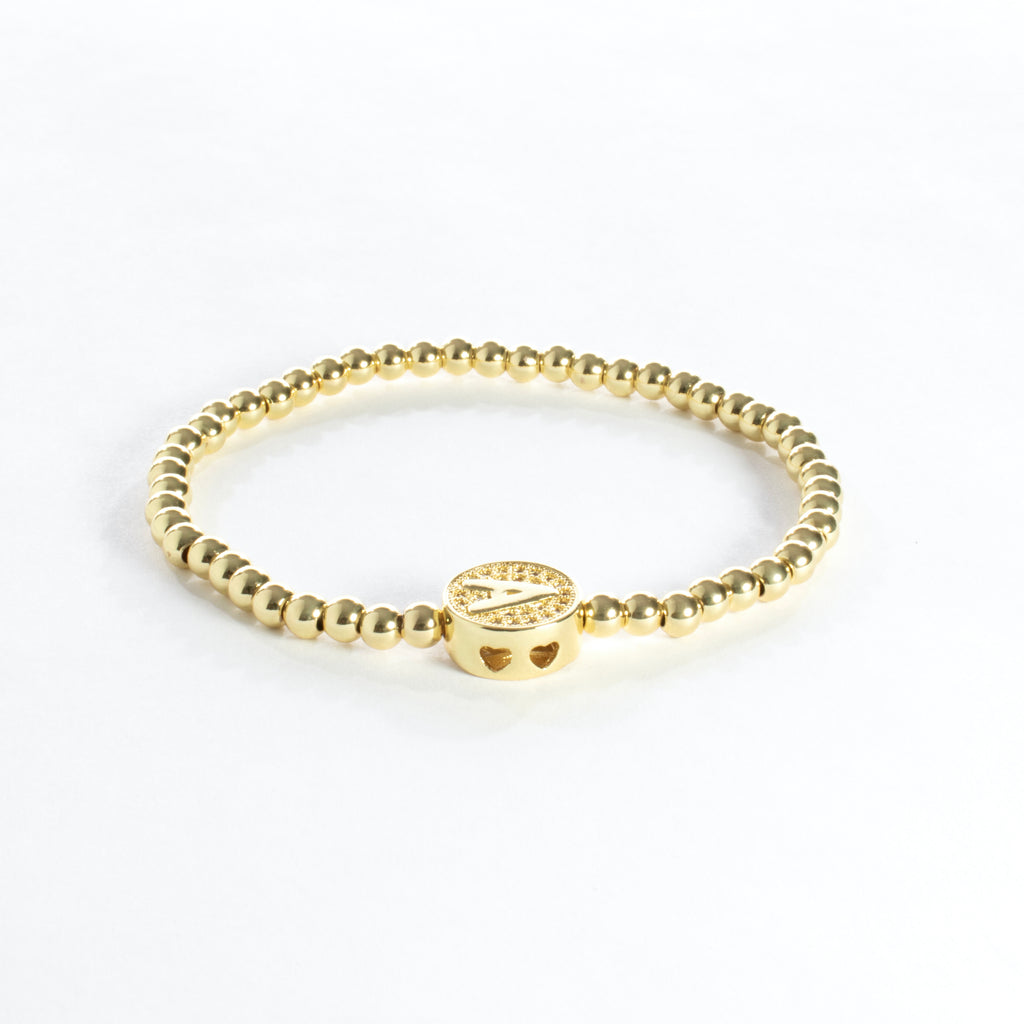 Stretch Beaded Initial Bracelet - Gold or Silver