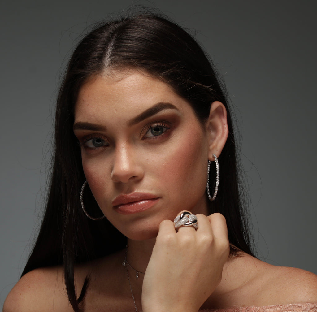 CZ Triple Link Ring - Gold or Silver-Rings-Balara Jewelry