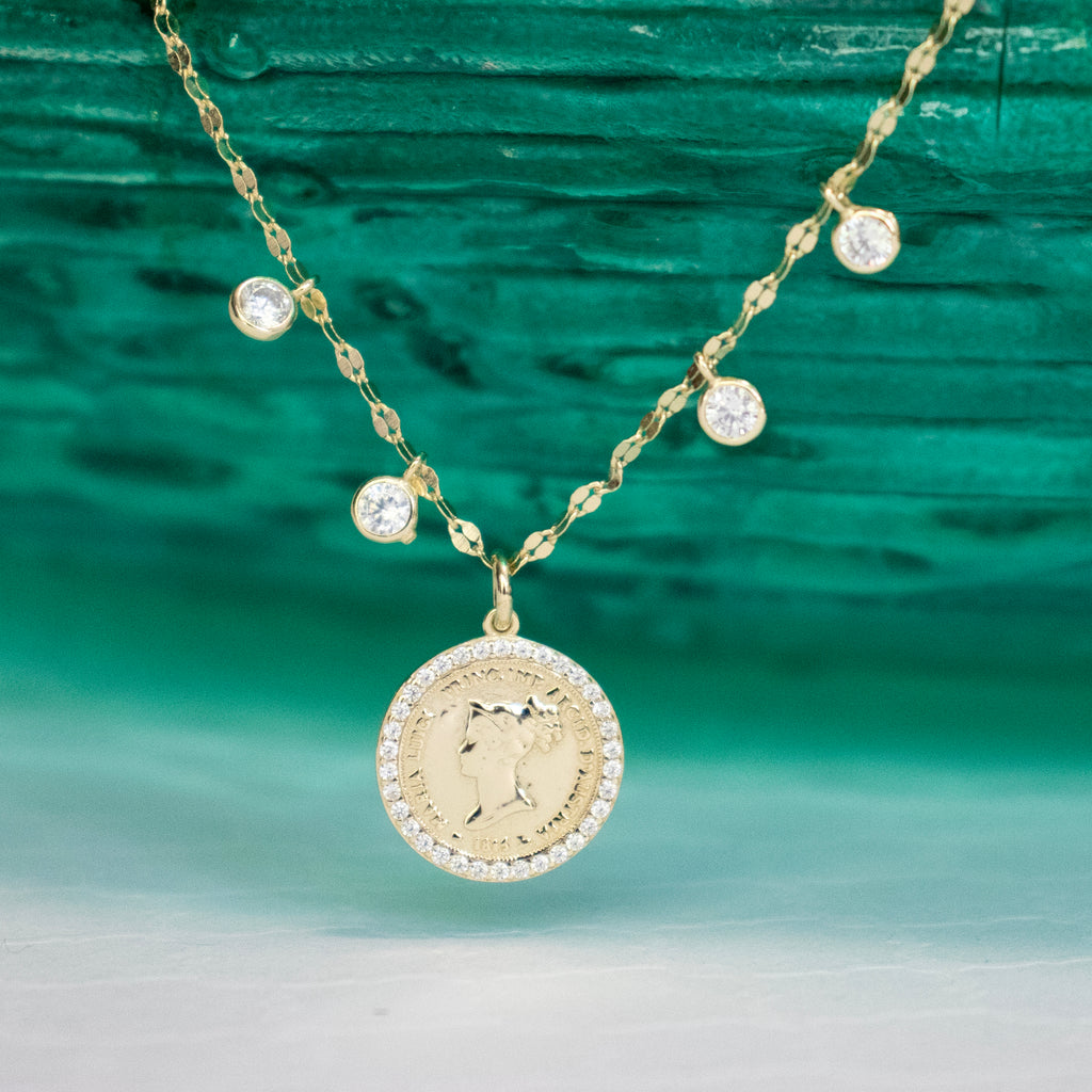 Lady Coin Pendant Necklace - Gold