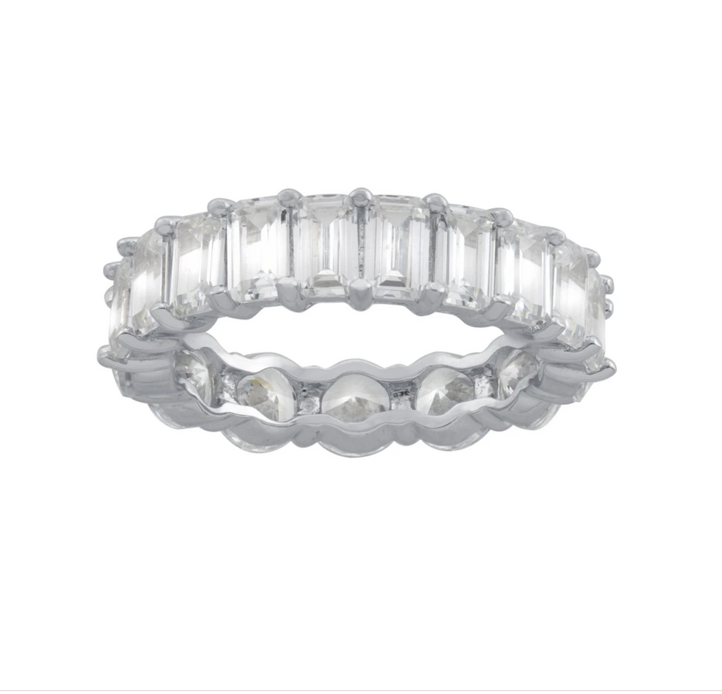 Round Baguette CZ Band - Gold or Silver-Rings-Balara Jewelry