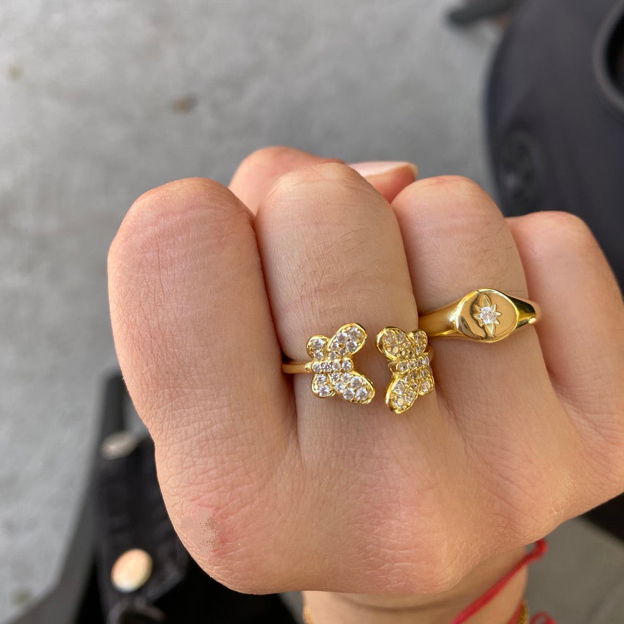 Starburst Signet Ring - Gold