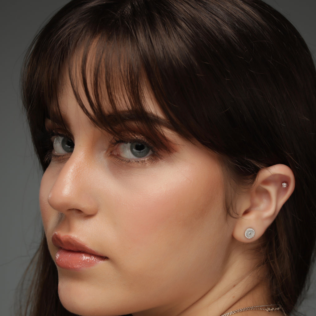 Mini MOP CZ Studs - Silver