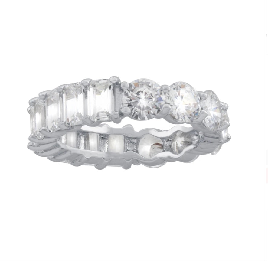 Round Baguette CZ Band - Gold or Silver-Rings-Balara Jewelry