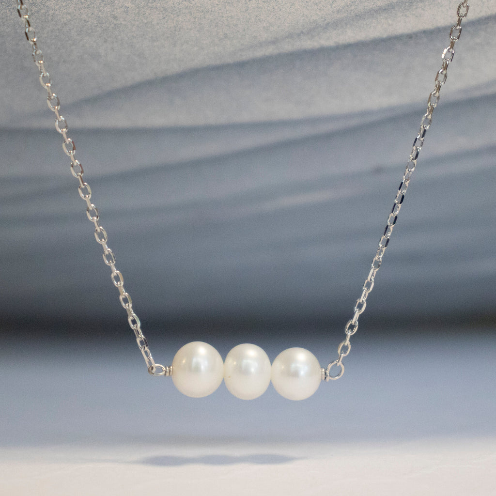 Three Small Freshwater Pearl Necklace - Gold or Silver
