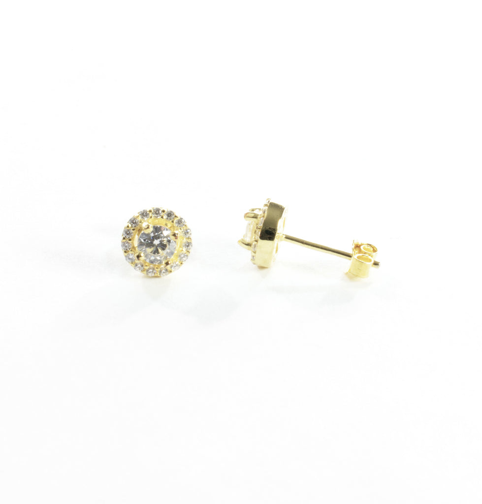 Blissful Halo Pave CZ Stud Earrings - Gold - Girls & Teens