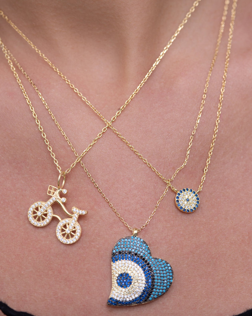 Small CZ Evil Eye Necklace - Gold or Silver