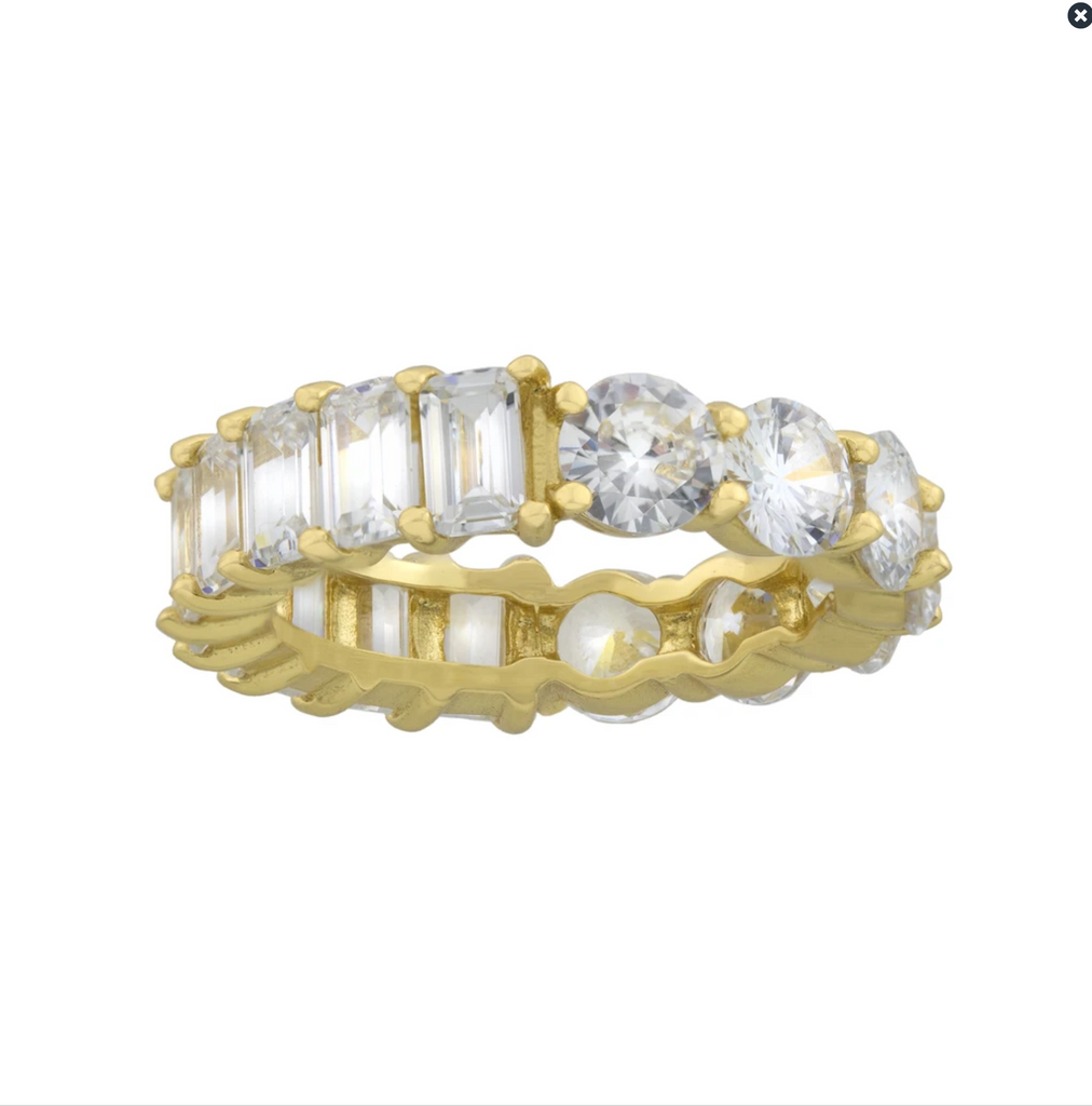 Round Baguette CZ Band - Gold or Silver-Rings-Balara Jewelry