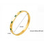 Green CZ Stainless Steel Bangle Bracelet - Gold