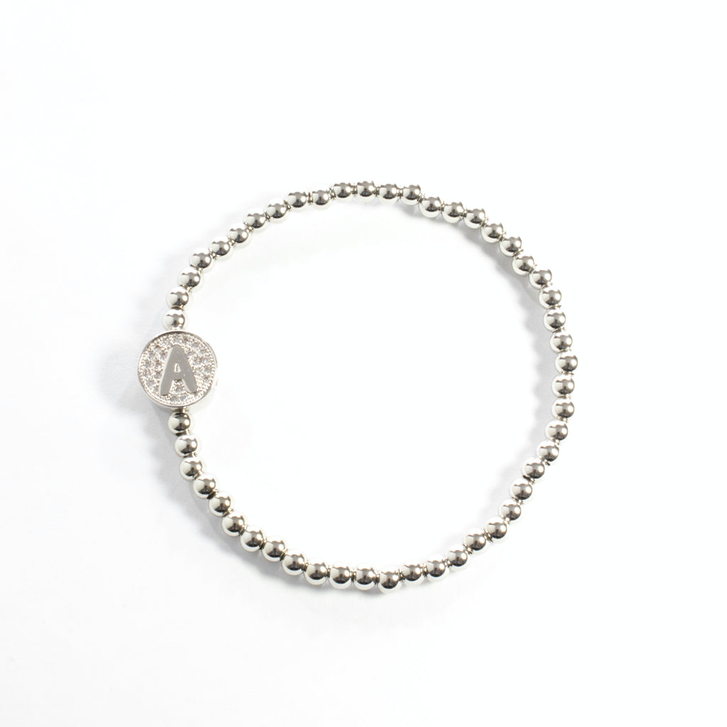 Stretch Beaded Initial Bracelet - Gold or Silver