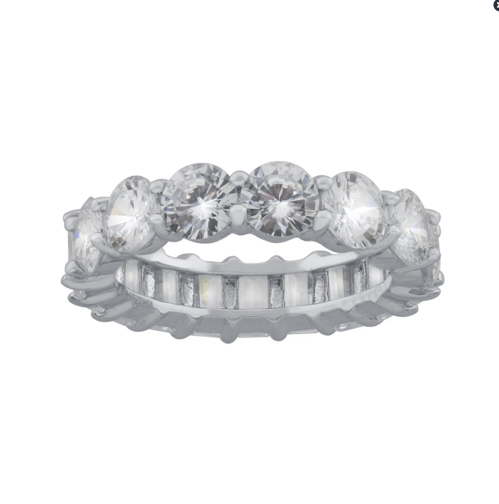 Round Baguette CZ Band - Gold or Silver-Rings-Balara Jewelry
