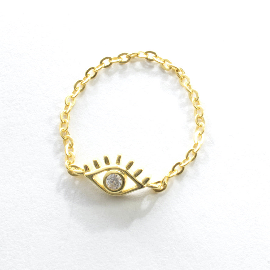 CZ Evil Eye Chain Ring