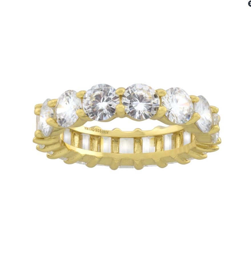 Round Baguette CZ Band - Gold or Silver-Rings-Balara Jewelry