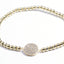 Stretch Beaded Bracelet with CZ Pave Disc - Gold or Silver-Bracelets-Balara Jewelry