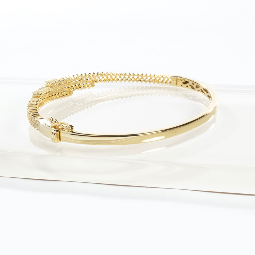 Fancy CZ Bangle Bracelet - Gold or Silver
