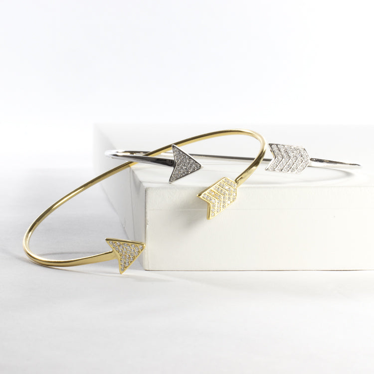 Arrow CZ Cuff Bracelet-Bracelets-Balara Jewelry