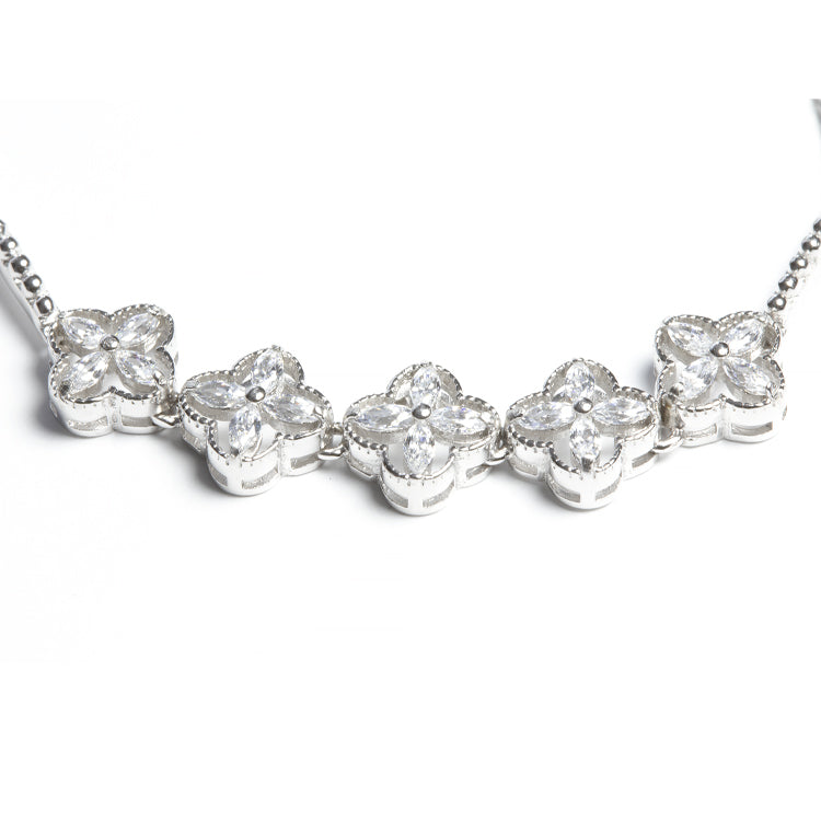 Romantic Flowers Adjustable CZ Bracelet - Gold or Silver-Bracelets-Balara Jewelry