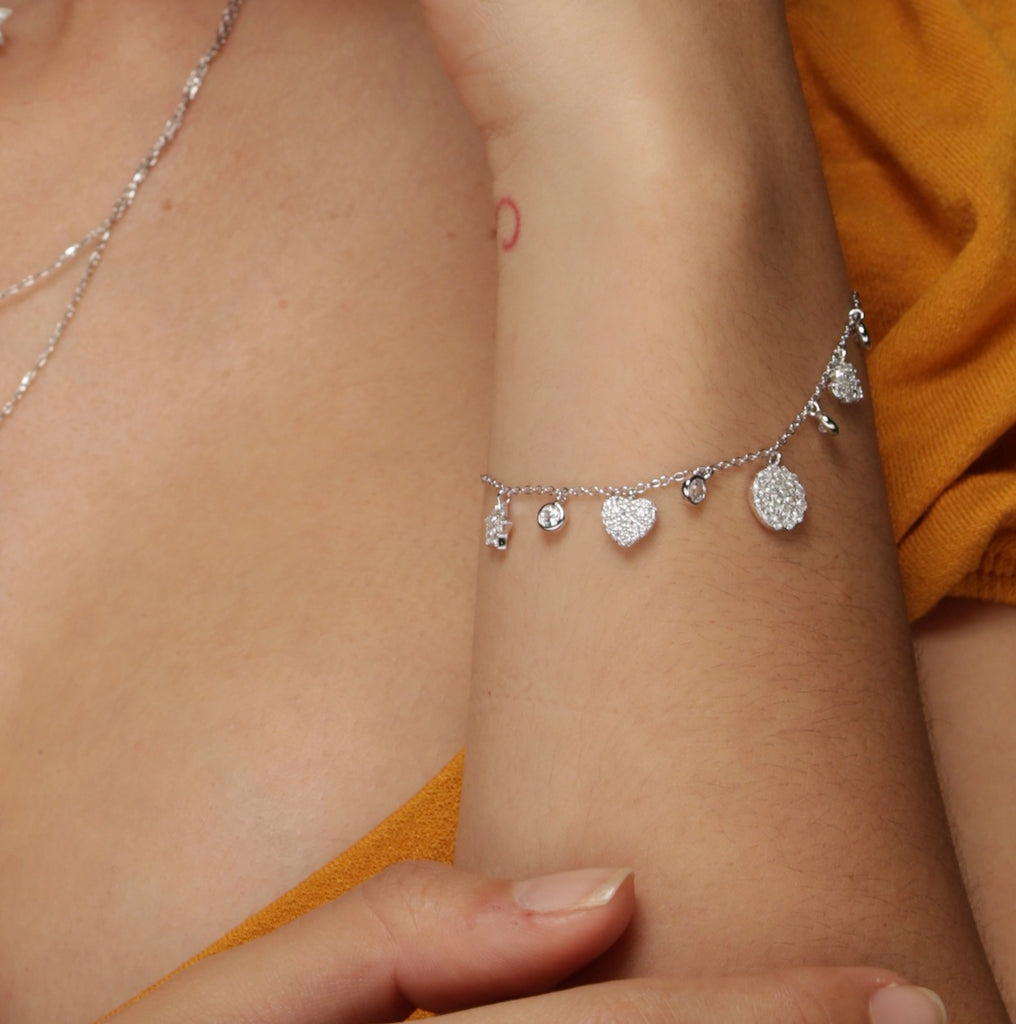 Multi Charm CZ Bracelet - Gold or Silver-Bracelets-Balara Jewelry