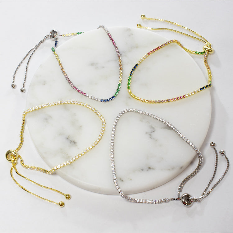 Adjustable CZ Tennis Bracelet-Bracelets-Balara Jewelry