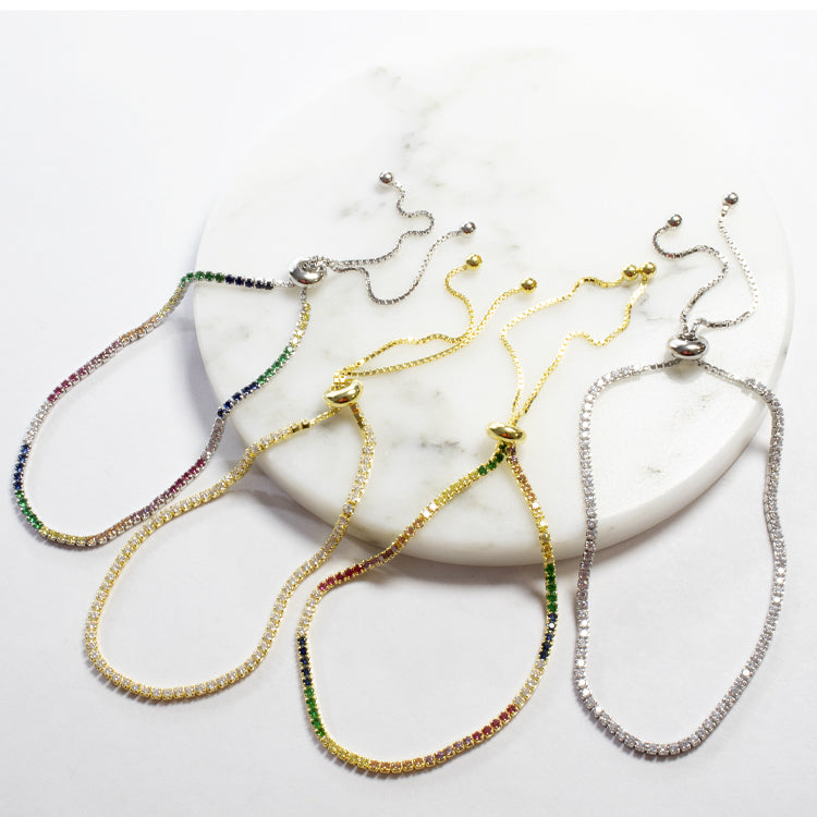 Adjustable CZ Tennis Bracelet-Bracelets-Balara Jewelry