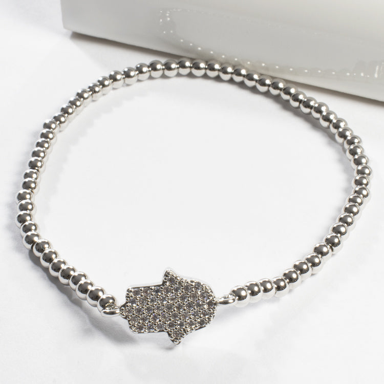 Stretch Beaded Hamsa Bracelet-Bracelets-Balara Jewelry