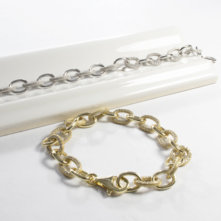 Link Fancy Bracelet - Gold or Silver-Bracelets-Balara Jewelry