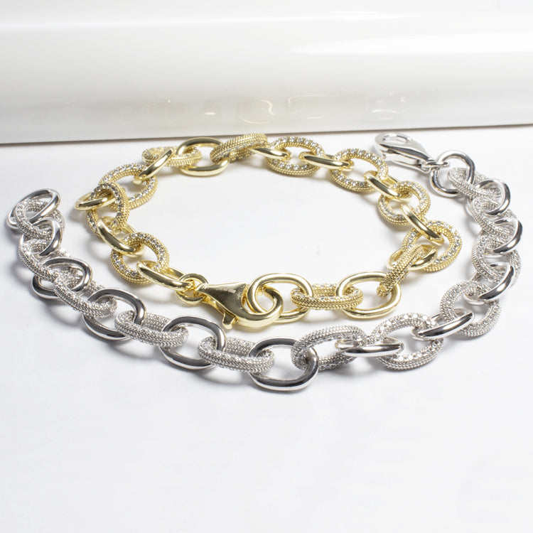Link Fancy Bracelet - Gold or Silver-Bracelets-Balara Jewelry