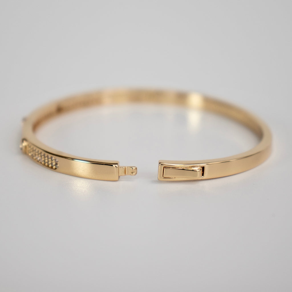 CZ Pave Bangle Bracelet - Gold or Silver