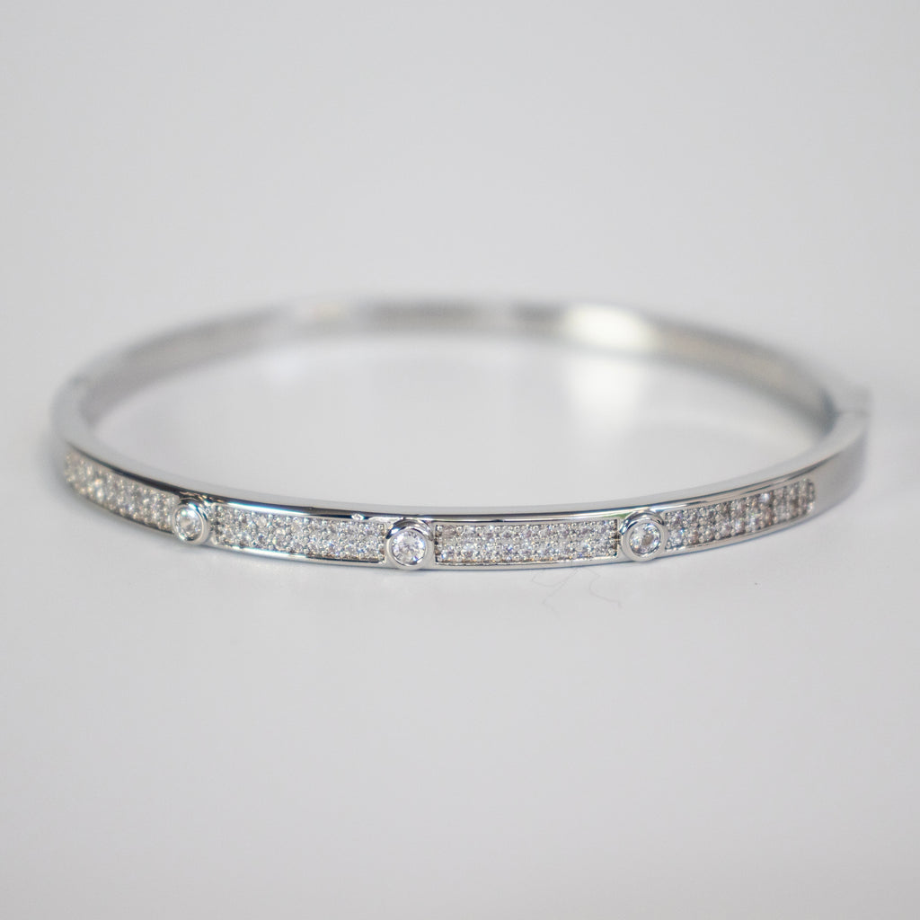 CZ Pave Bangle Bracelet - Gold or Silver