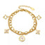 MOP Four Leaf Clover Charms Bracelet - Gold and Silver.