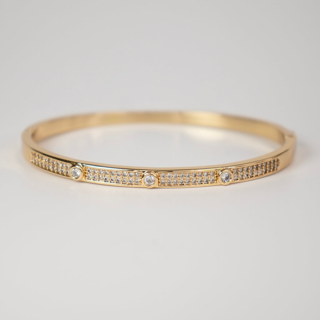 CZ Pave Bangle Bracelet - Gold or Silver