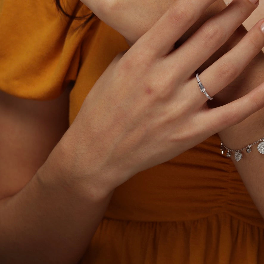 CZ Baguette Stacking Ring - Gold or Silver