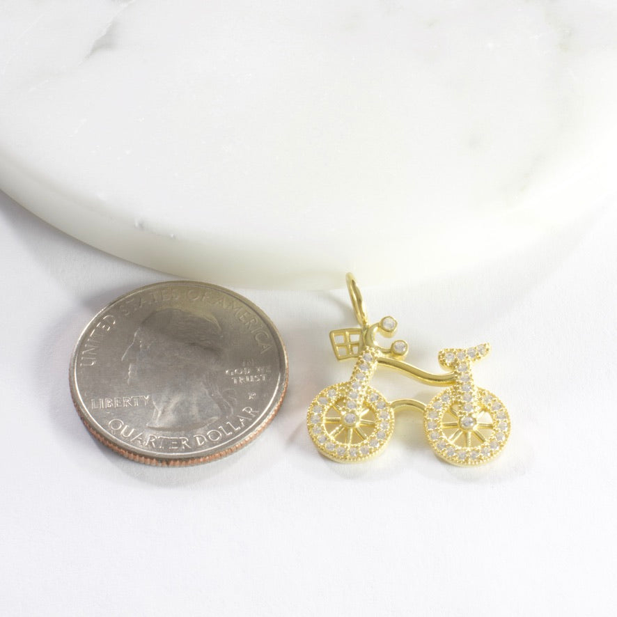 CZ Bicycle Charm - Gold or Silver