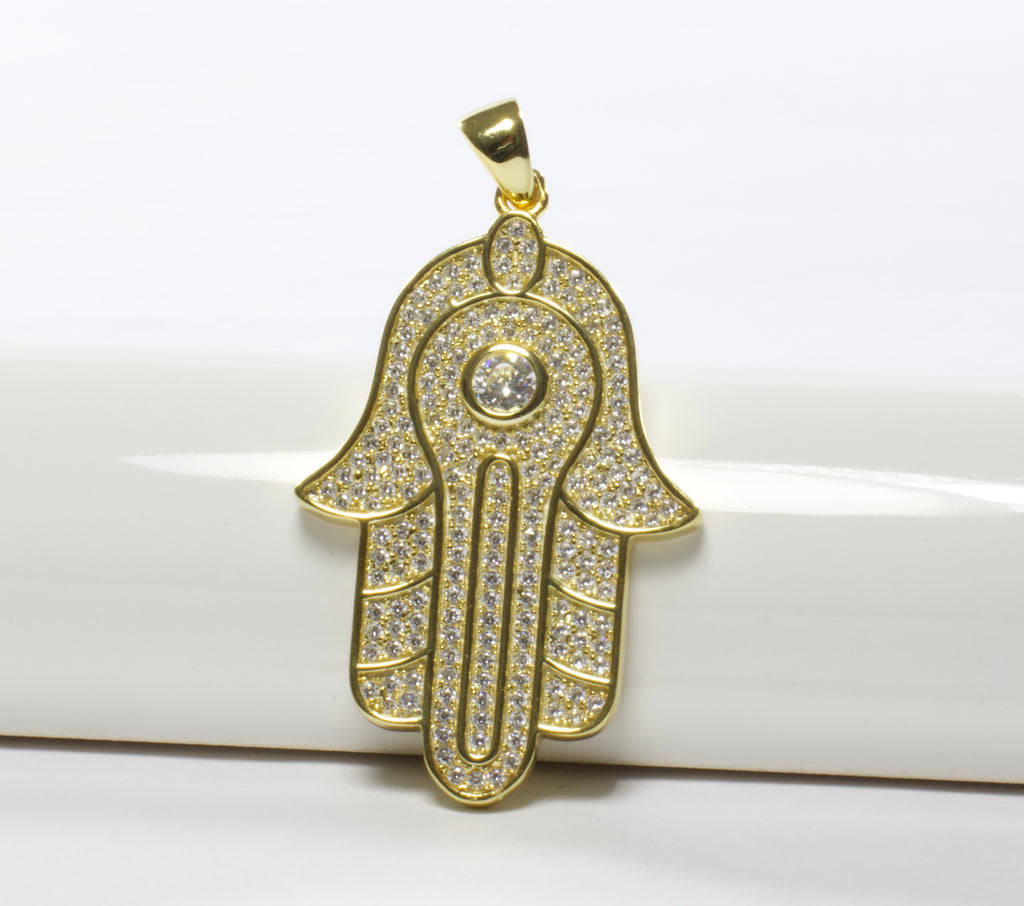 CZ Hamsa Charm Pendant-Charms-Balara Jewelry