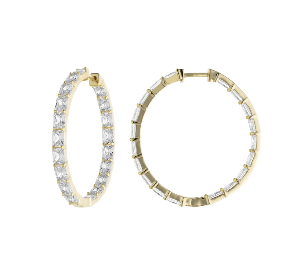 Fancy Inside and Outside CZ Huggie - Gold or Silver-Earrings-Balara Jewelry