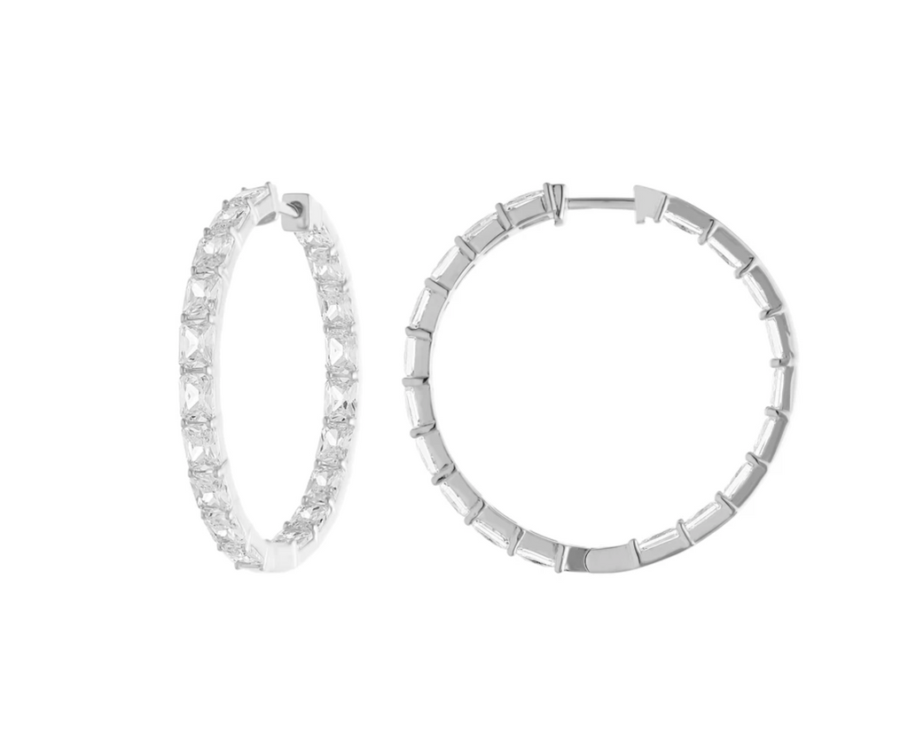 Fancy Inside and Outside CZ Huggie - Gold or Silver-Earrings-Balara Jewelry