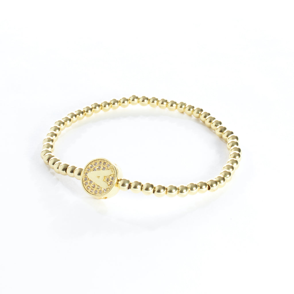 Stretch Beaded Initial Bracelet - Gold or Silver