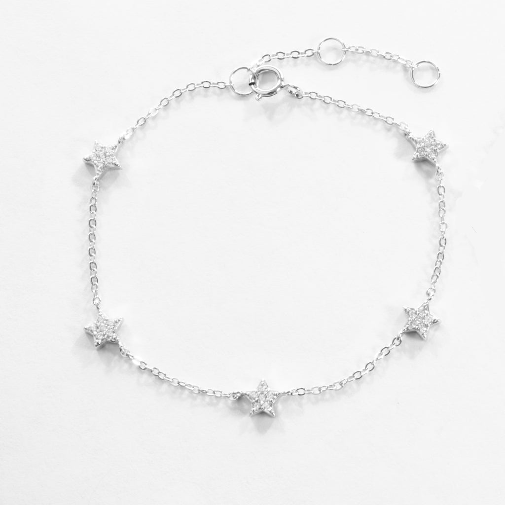 Multi Stars CZ Bracelet - Gold or Silver - Girl & Teens