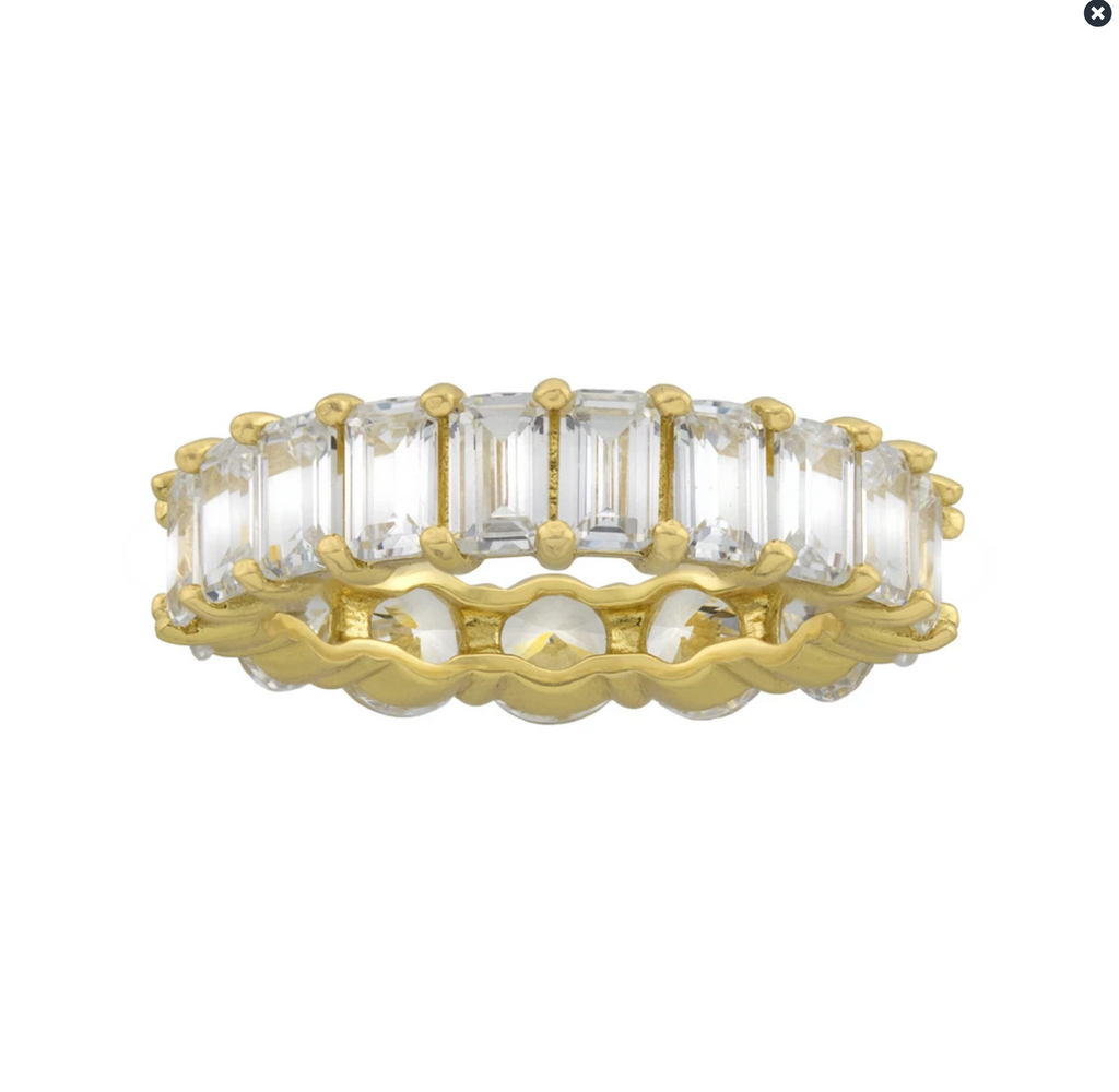 Round Baguette CZ Band - Gold or Silver-Rings-Balara Jewelry