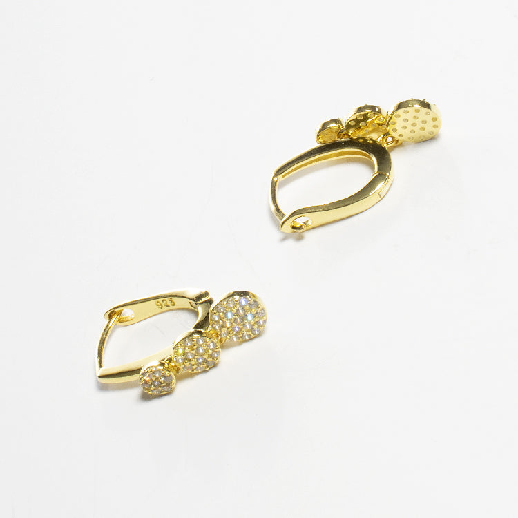 CZ Three Discs Earrings - Gold or Silver-Earrings-Balara Jewelry