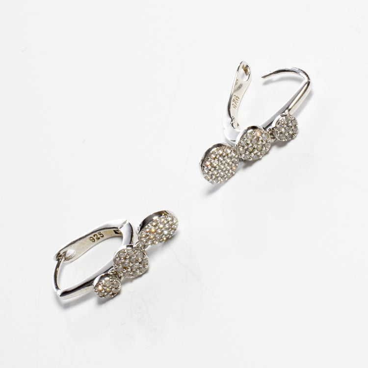 CZ Three Discs Earrings - Gold or Silver-Earrings-Balara Jewelry