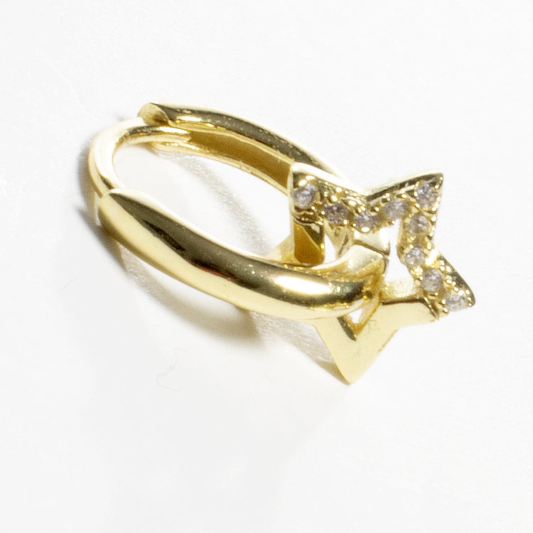 Tiny CZ Star Charm Huggies - Gold or Silver-Earrings-Balara Jewelry