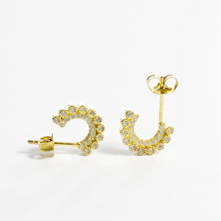 Half Circle CZ Stud Earrings-Earrings-Balara Jewelry