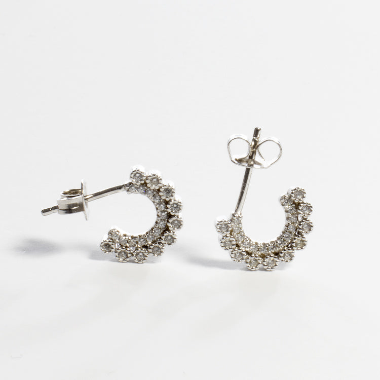 Half Circle CZ Stud Earrings-Earrings-Balara Jewelry