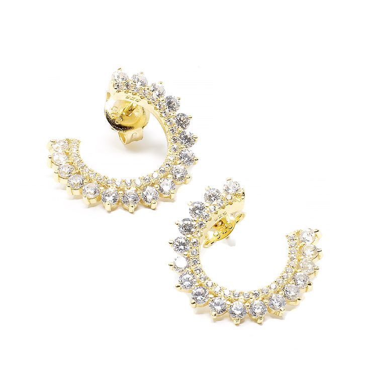 CZ Swirl Earrings - Gold or Silver-Earrings-Balara Jewelry