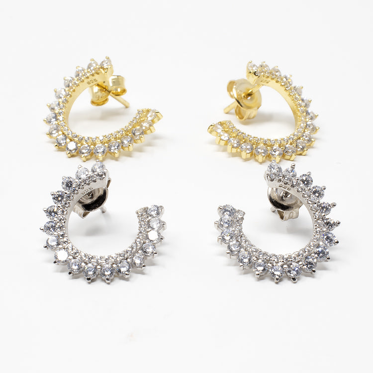 CZ Swirl Earrings - Gold or Silver-Earrings-Balara Jewelry