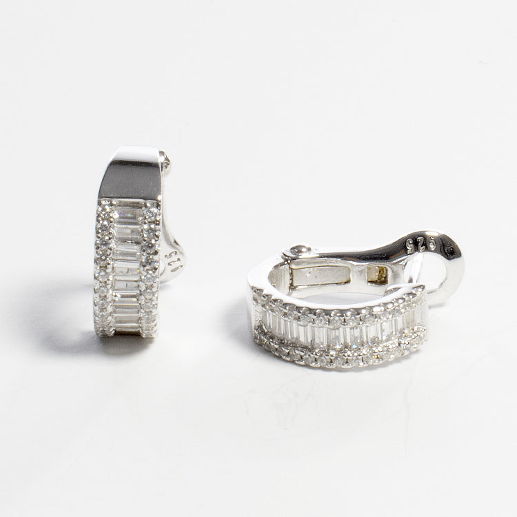 Baguette Hoop Earrings-Earrings-Balara Jewelry