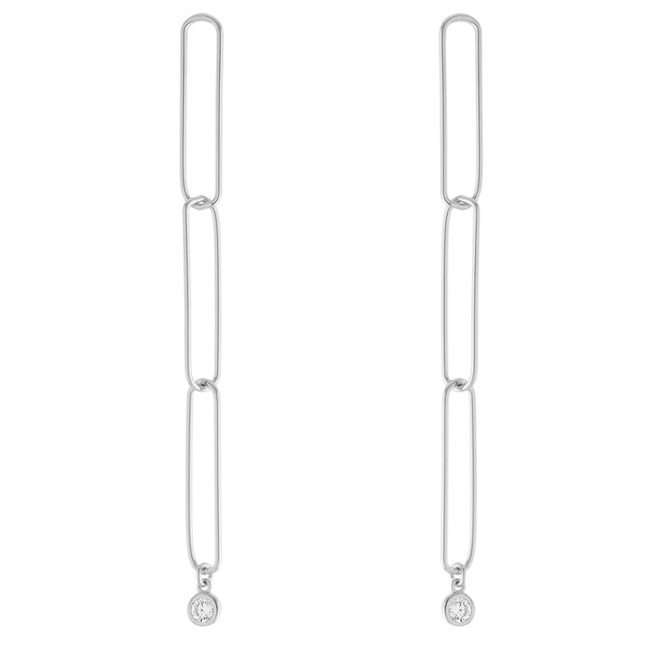 CZ Open Link Drop Earring - Gold or Silver-Earrings-Balara Jewelry