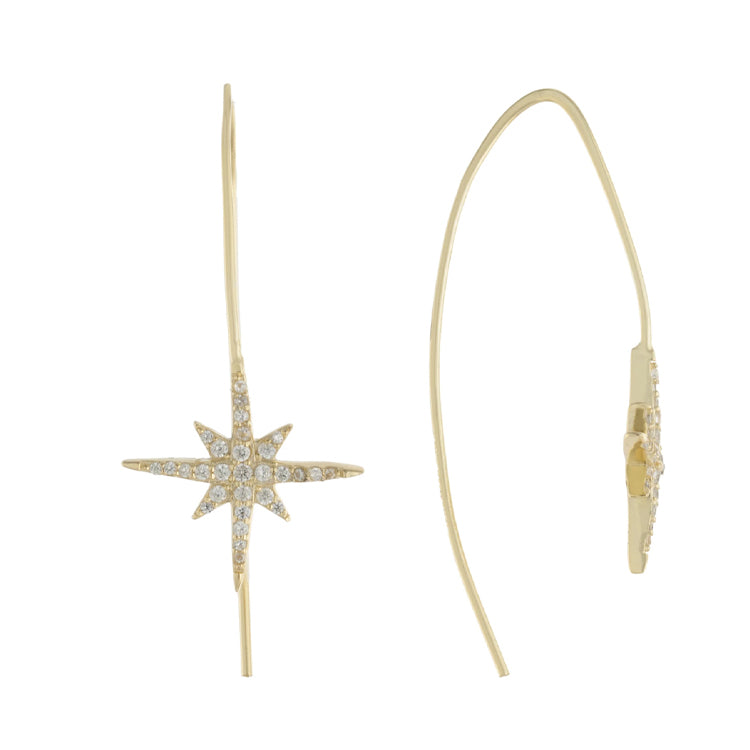CZ Starburst through Earring-Earrings-Balara Jewelry